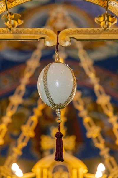 Ostrich Egg Serbian Orthodox Church Religion Decor — Stockfoto