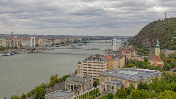 Erzsébet Híd Duna Felett Budapest Magyarország Nyár — Stock Fotó