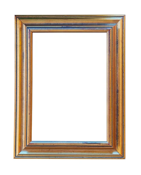Gold Picture Frame Portrait Isolated White Background Copy Space — Stock Photo, Image
