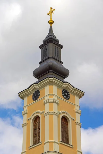Wieża Zegarowa Serbskim Kościele Prawosławnym Wiosce Simanovci — Zdjęcie stockowe