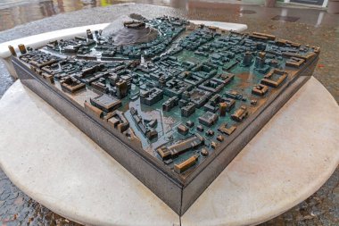 Ljubljana Şehir Başkenti Slovenya 'nın Büyük 3d Bronz Haritası