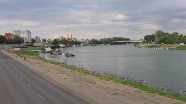 Szeged Hungria Agosto 2022 Downtown Belvarosi Bridge Tisza River Hot — Vídeo de Stock