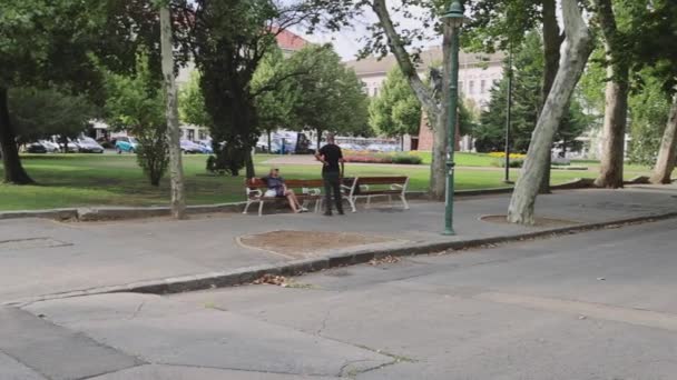 Szeged Hungria Agosto 2022 City Park Szechenyi Square Landmark Hot — Vídeo de Stock
