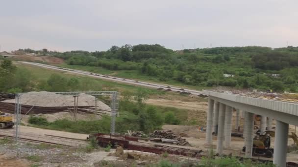 Ponte Rodoviária Overpass Rede Ferroviária Panorama Local Construção — Vídeo de Stock