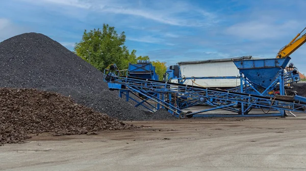 Conveyor Loader Black Coal Exterior Storage — Fotografia de Stock