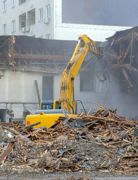 Machine Debris Demolition Site Building Deconstruction — Stock Photo, Image
