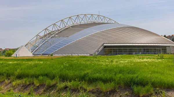 Edifício Local Esportes Com Suporte Estrutural Viga Aço — Fotografia de Stock