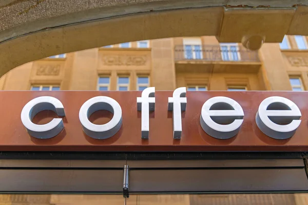 White Letters Sign Coffee Shop Window — стокове фото