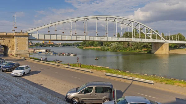 Szeged Hungary July 2022 Downtown Bridge Belvarosi Tisza River Hot — Zdjęcie stockowe