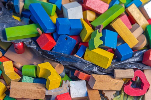 Vintage Farbe Holz Bausteine Altes Spielzeug — Stockfoto