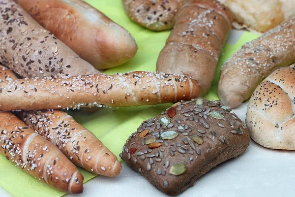 Display Various Types Bread Bakery — Stock fotografie