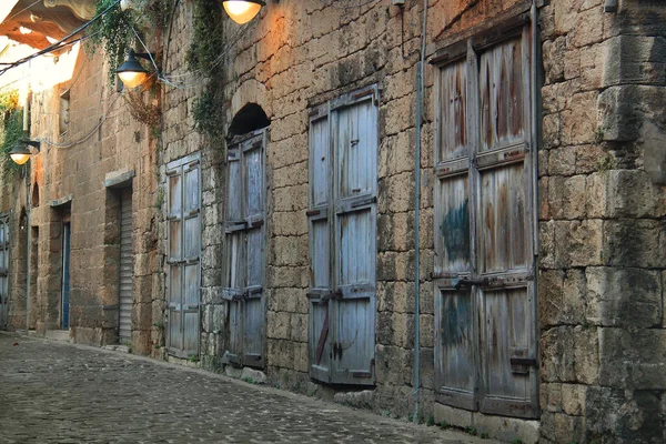 Empty Street Batroun Many Wooden Doors — Stockfoto