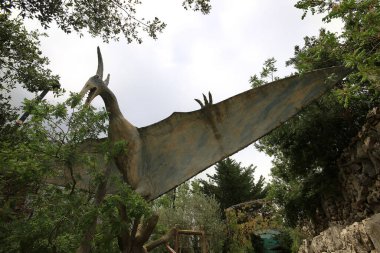 Ajaltoun, Lebanon - August 14, 2022. Satue of a Pteranodon dinosaur in the Dino City Park in Ajaltoun, Lebanon.