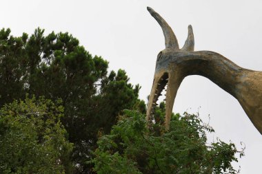 Ajaltoun, Lebanon - August 14, 2022. Satue of a Pteranodon dinosaur in the Dino City Park in Ajaltoun, Lebanon.