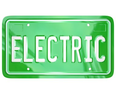 Electric Word Car Vanity License Plate Green Automobile clipart