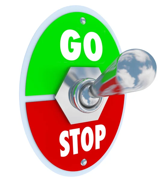 Go Vs Stop Toggle Switch Начало и конец — стоковое фото