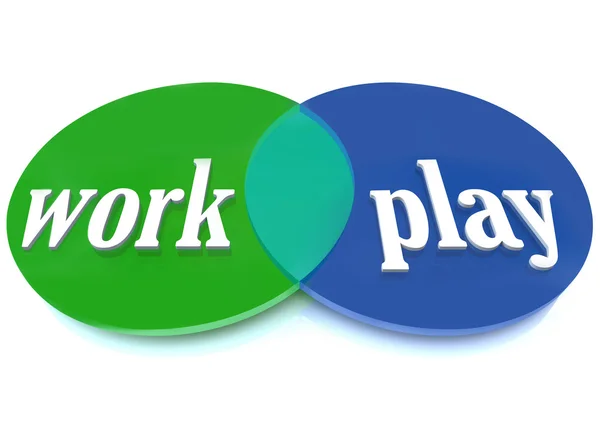 Work Play Venn Diagram Intersecting Circles — стоковое фото