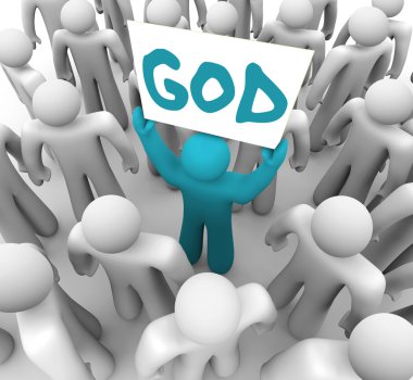 Person Holding Sign Spreading Word of God clipart