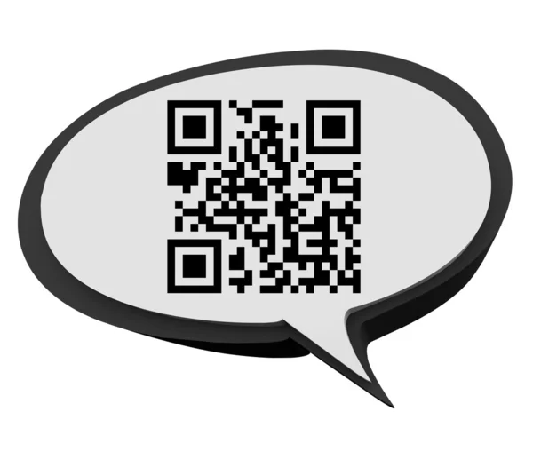 QR κώδικα ομιλία φούσκα προϊόν πληροφορίες σάρωση — Φωτογραφία Αρχείου