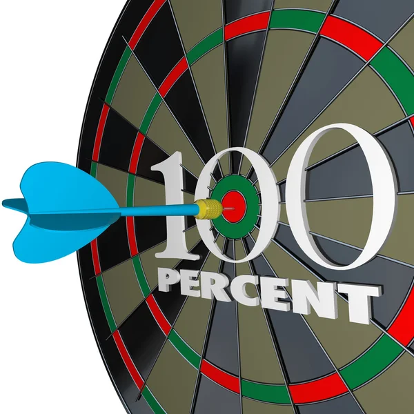 100 Percent Words Dart Board One Hundred Total Full — Stock Photo, Image