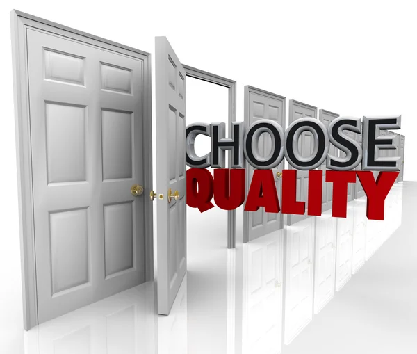Choose Quality Many Doors Choice Decide Best Option — Stock Photo, Image