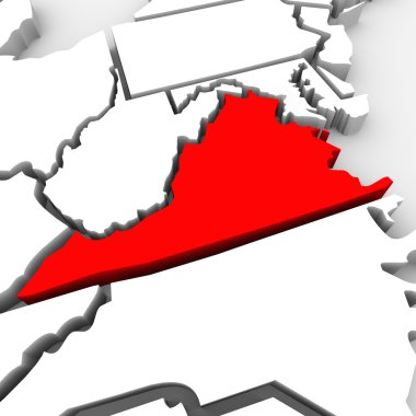 Virginia kırmızı soyut 3d devlet Amerika Birleşik Devletleri Amerika Haritası