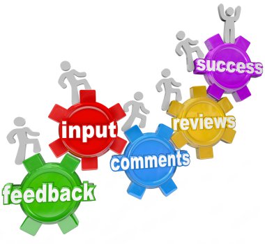 Feedback Marching Up Gears Input to Success clipart