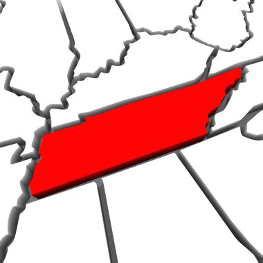 Tennessee kırmızı soyut 3d devlet Amerika Birleşik Devletleri Amerika Haritası