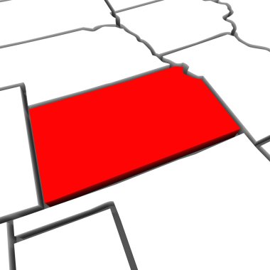 Kansas kırmızı soyut 3d devlet Amerika Birleşik Devletleri Amerika Haritası