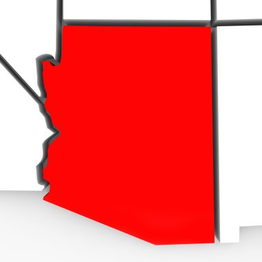 Arizona Red Abstract 3D State Map United States America clipart