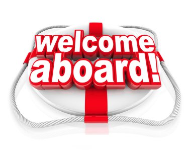 Welcome Aboard Words Life Preserver Naval Initiation Greeting clipart