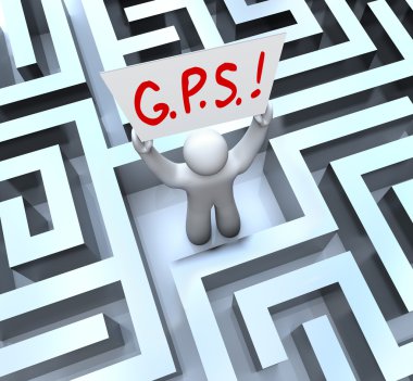 labirent içinde kaybolmuş GPS küresel konumlandırma sistemi kişi