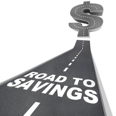 Road to Savings Dollar Sign Save Money Find Discounts Sale clipart