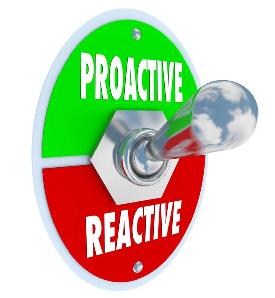 Proaktive vs reaktive Kippschalter entscheiden, übernehmen Sie die Verantwortung — Stockfoto