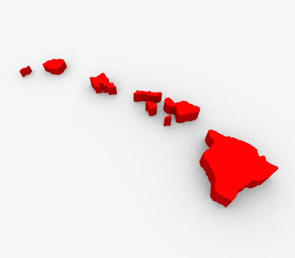 Hawaii Red Abstract 3D State Map Estados Unidos de América —  Fotos de Stock