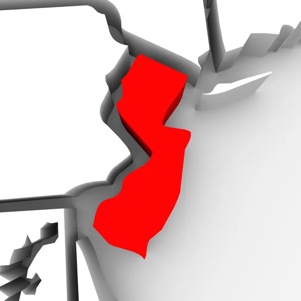 New Jersey Red Abstract 3D Mapa do Estado Estados Unidos América — Fotografia de Stock