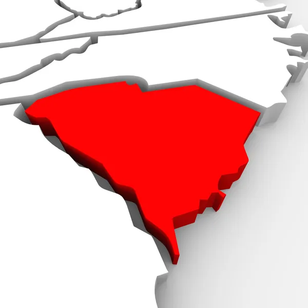 Carolina del Sud Red Abstract 3D State Map Stati Uniti America — Foto Stock