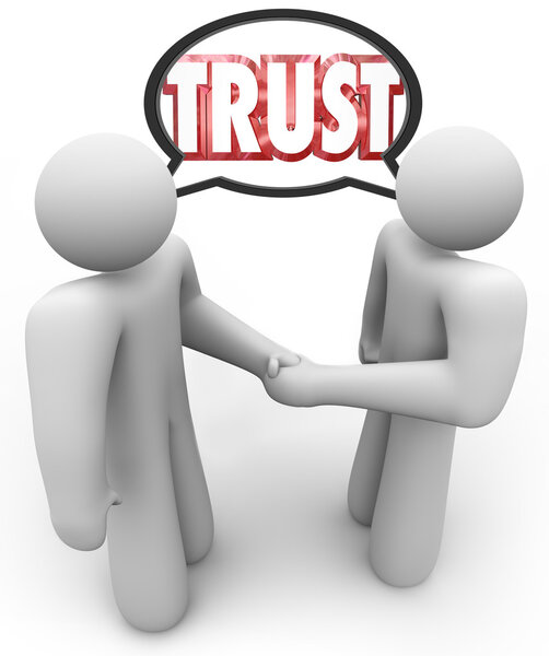 Trust Word Two Handshake Speech Bubble