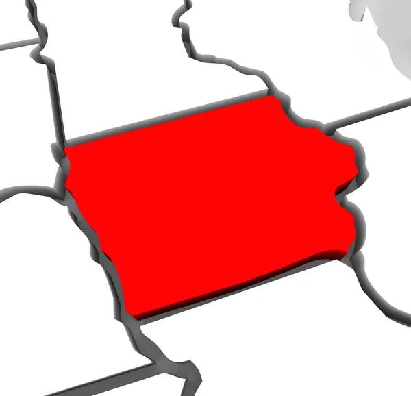 Iowa Red Résumé Carte de l'état 3D États-Unis Amérique — Photo