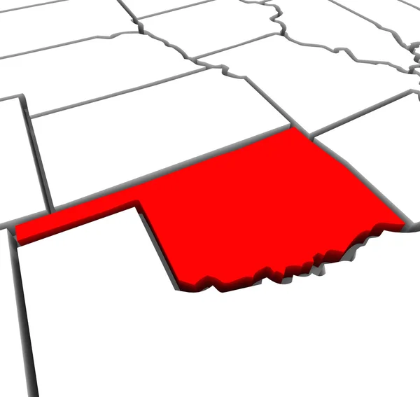 Abstraktní 3d státu Oklahoma červená mapa Spojené státy americké — Stock fotografie