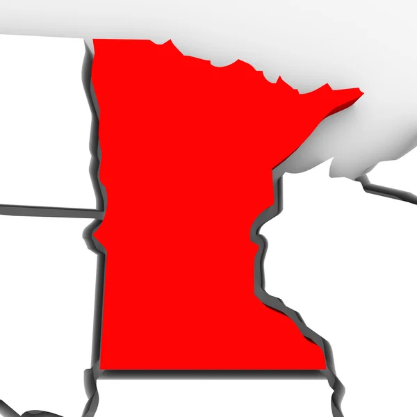 Minnesota Red Abstract 3D State Map Stati Uniti America — Foto Stock