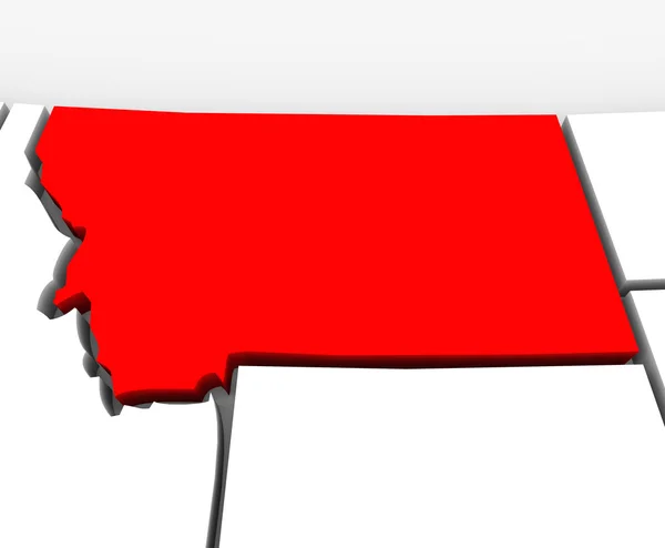 Montana Red Abstract 3D State Map United States America — Stock Photo, Image