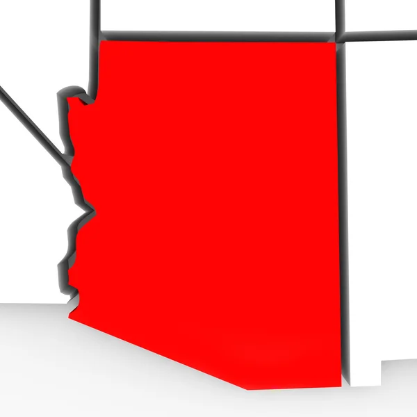 Arizona Red Abstract 3D State Map United States America — Stock Photo, Image