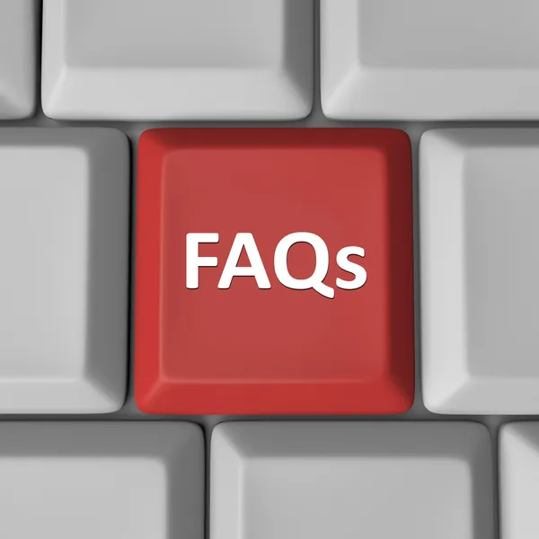 FAQs Red Computer Keyboard Key Frequently Asked Questions — Stock Photo, Image