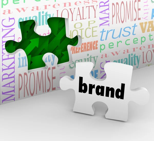 Brand Puzzle Piece Marketing Strategy Answer Completed — Stock Photo, Image