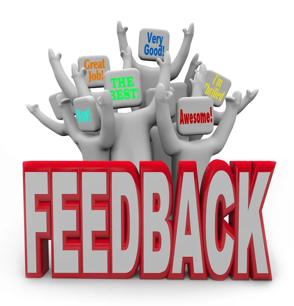 Clienti soddisfatti soddisfatti che danno feedback positivi — Foto Stock