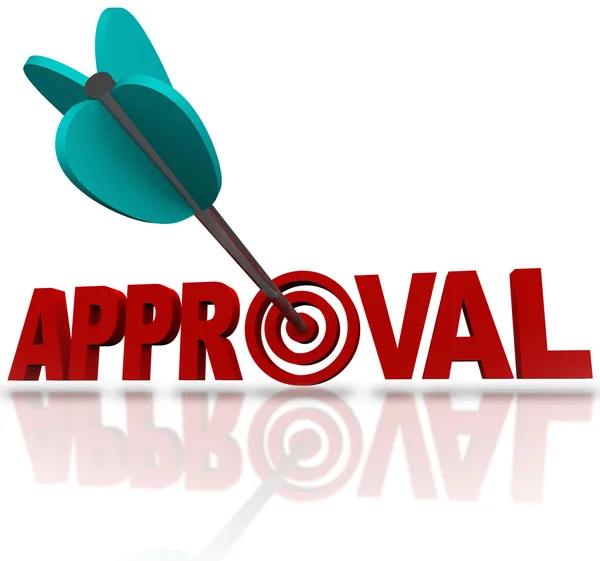 Approval Word Arrow Target Seeking Acceptance Good Reaction — Stock Photo, Image