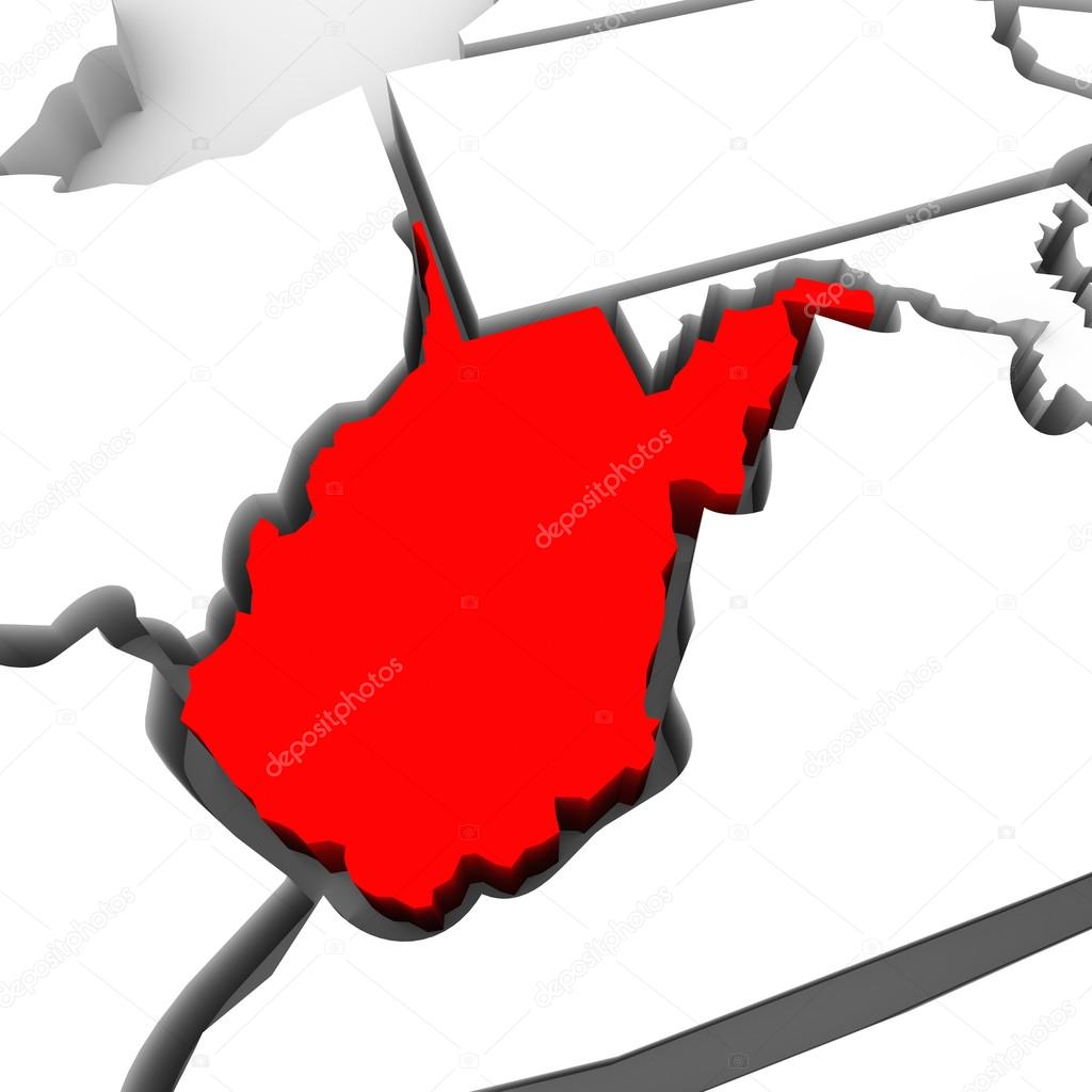 West Virginia Red Abstract 3D State Map United States America