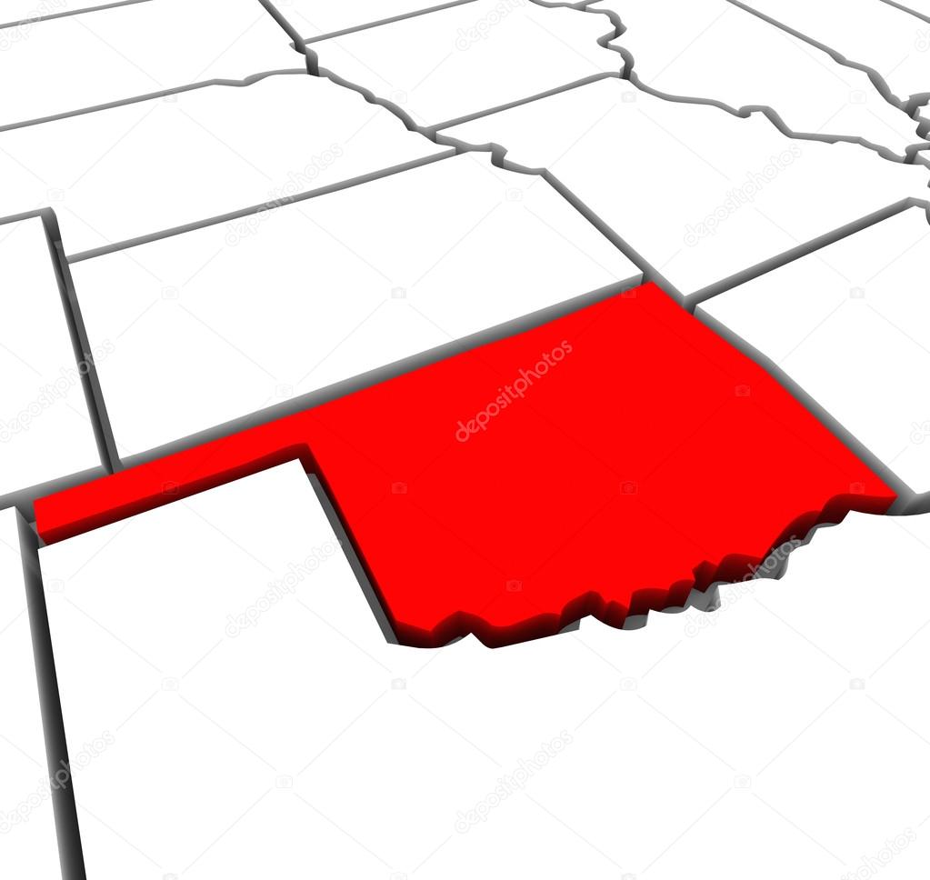 Oklahoma Red Abstract 3D State Map United States America