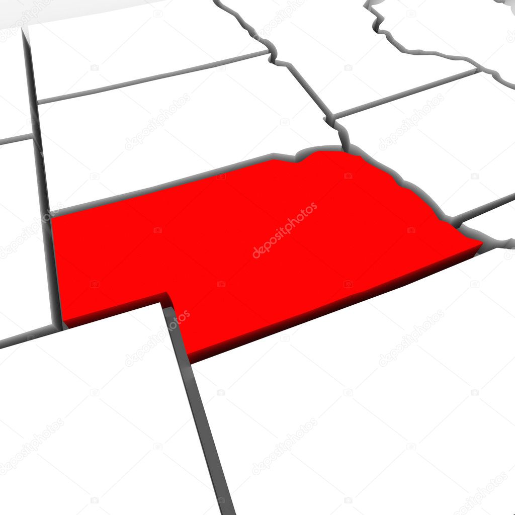 Nebraska Red Abstract 3D State Map United States America